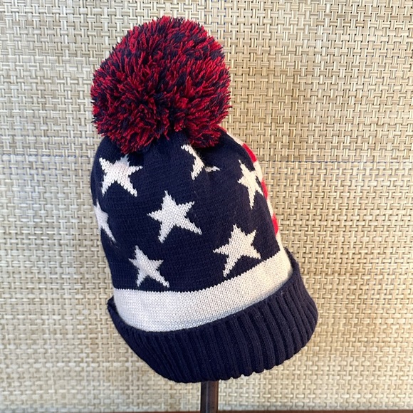 🌟2xHP🌟NWOT Strars & Stripes Red, White & Blue Acrylic Extra Large Pom Hat Unisex - Picture 4 of 8